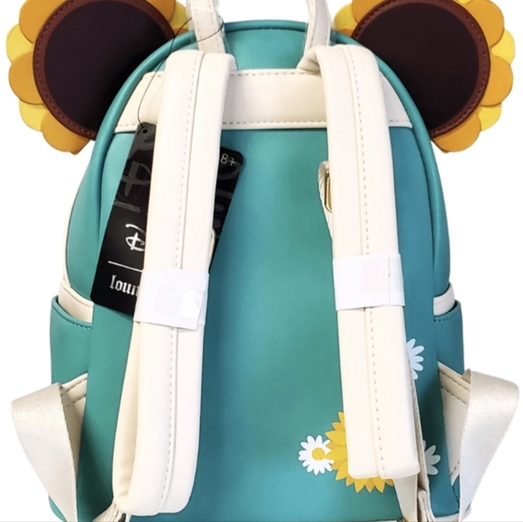 Loungefly: Minnie Sunflower Mini Backpack, Teal - Picture 7 of 10